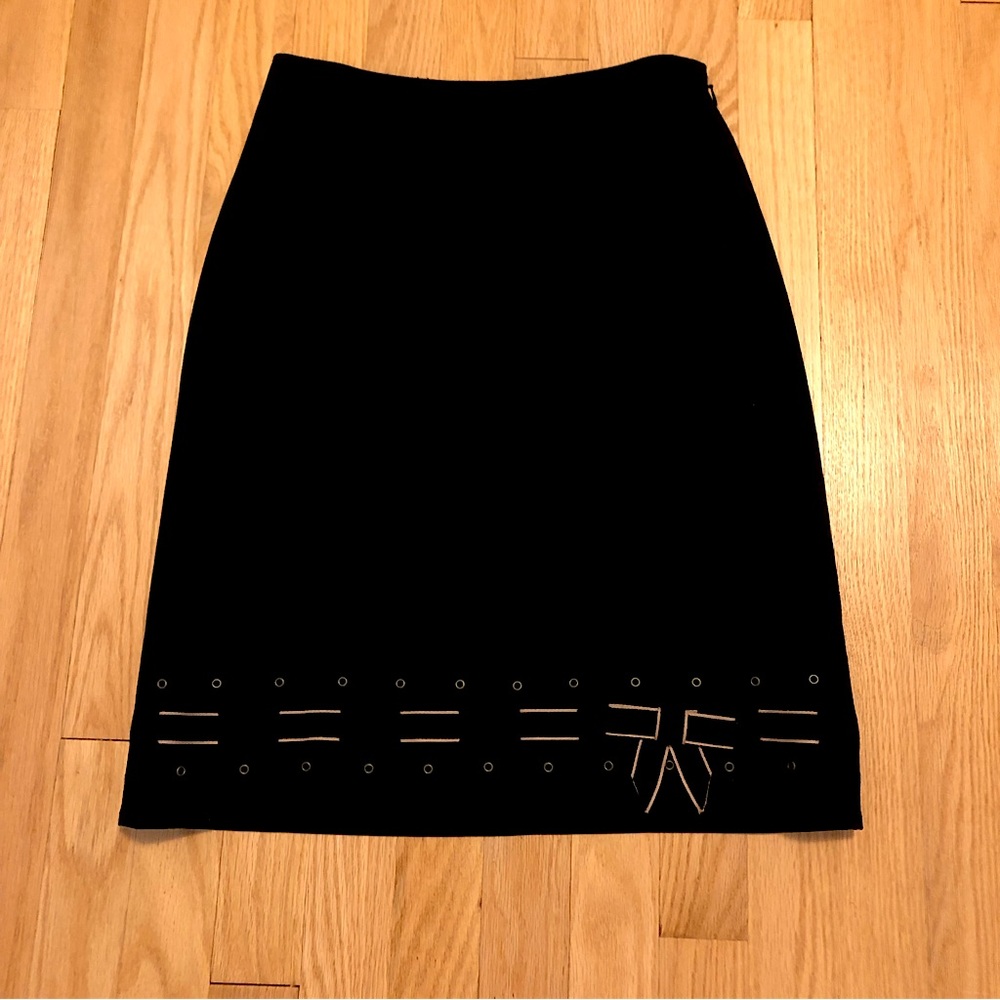 Ann Taylor Wool Velvet Bow Grommet Skirt